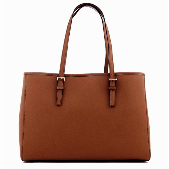 Michael Kors Jet Set Saffiano Leather Tote Bag Luggage Large Big Shoulder Purse - Picture 2 of 16